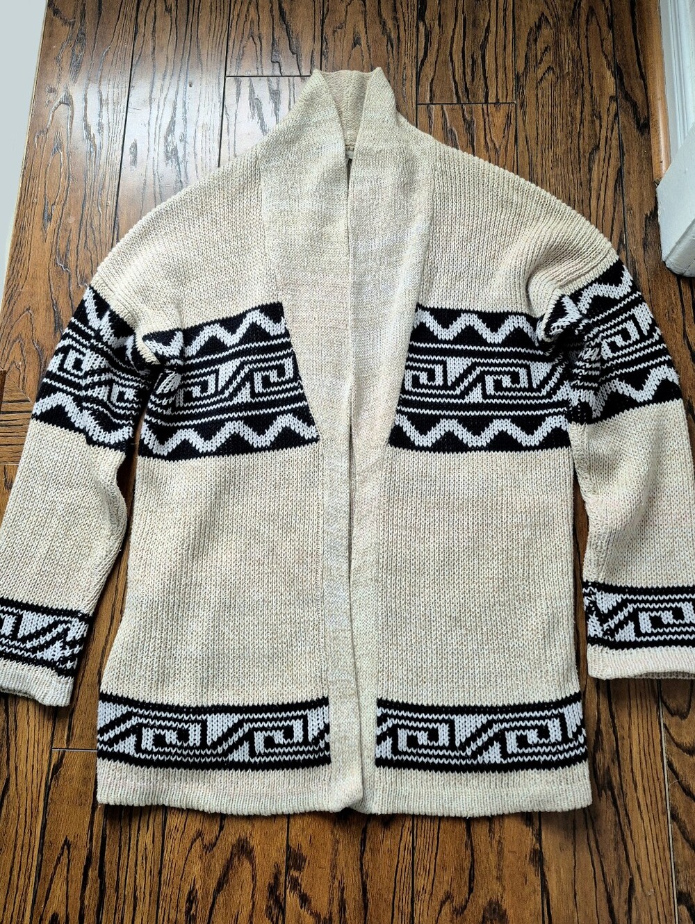 Knit Cardigan Large - Urban Outfitters Ecote - Cream / Black / White Sweater